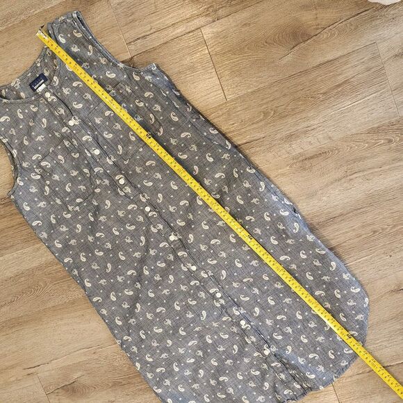 100% Cotton Size M Sleeveless Tank Dress Chambray Paisley Beachy Vacation Boho - Picture 4 of 7